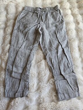 J. Crew Ankle Striped Linen Pants